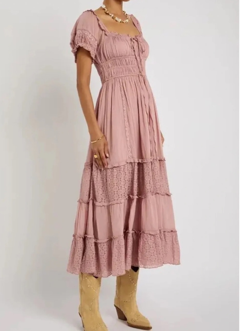 Free People Falling Sun Pink Midi Dress